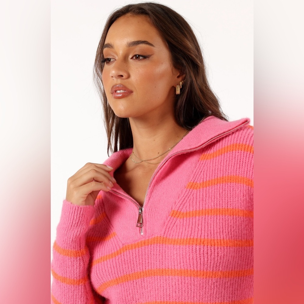 Petal & Pup Sweater Pullover Womens Medium Large Everleigh Striped Pink Orange